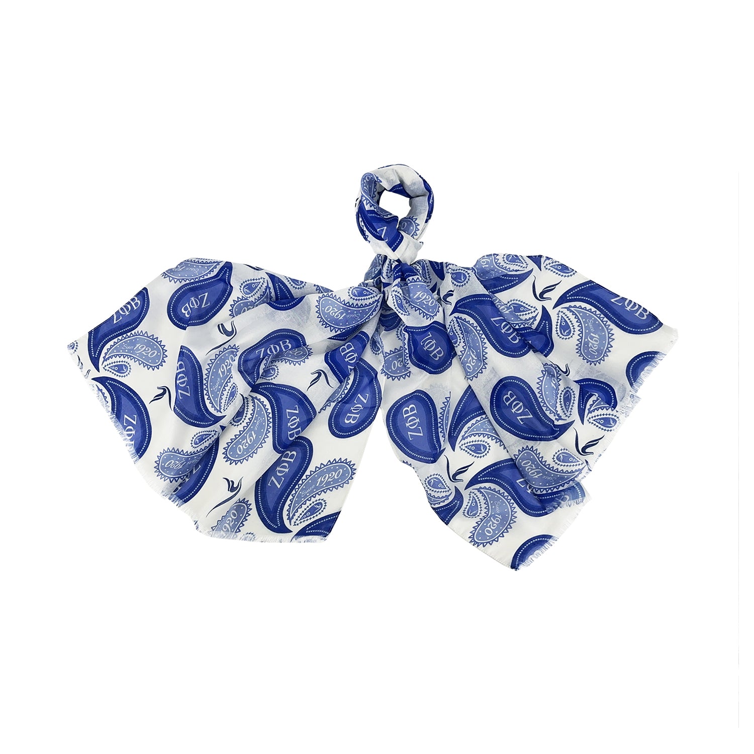 Zeta White Paisley Scarf